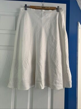 Women's Laura White Eyelet A-Line Midi Skirt size 14